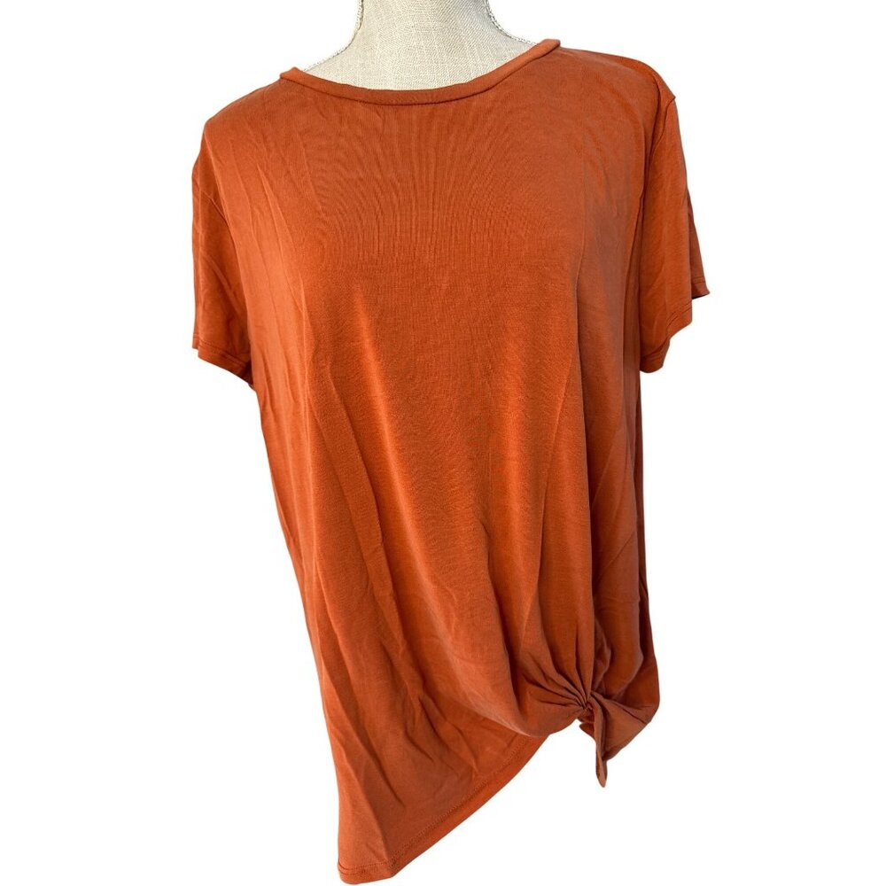 Green Envelope Burnt Orange Twisted Knot Soft Lounge Tee Shirt Size XL